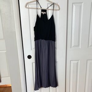 LOFT Black and Gray Midi Dress